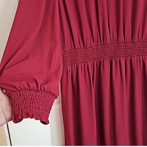 Nanette Lepore Smocked Blouson Dress Size 14, Brick Red - Picture 5 of 8